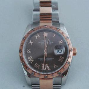 勞力士日誌型Dayjust情侶手錶咖啡色母貝錶盤3針Rolex011