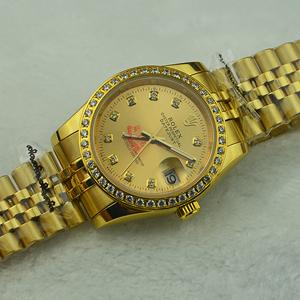 勞力士Rolex日誌型Dayjust023440日本進口全自動機械 黃金色錶面 鑲鉆男錶