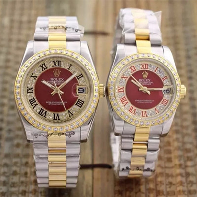 Rolex勞力士日誌型Dayjust2015新款單日曆鑲鉆羅馬刻度進口石英情侶腕錶