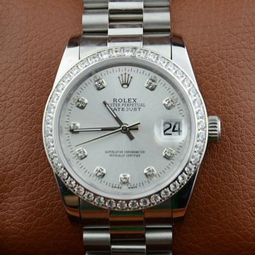 勞力士日誌型Dayjust白面鋼帶鉆石刻度瑞士ETA2836機芯男士腕錶