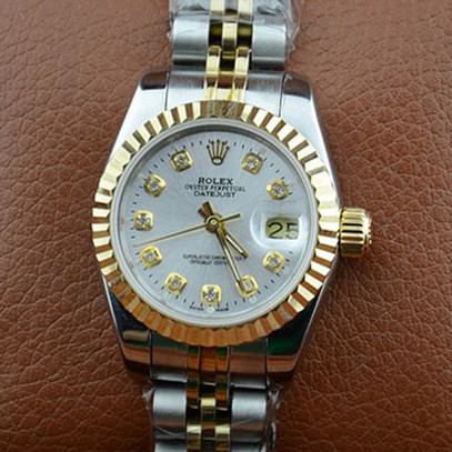 勞力士Rolex日誌型Dayjust蠔式恒動系列金間錶帶鑲鉆進口全自動機械機芯雙日曆情侶腕錶
